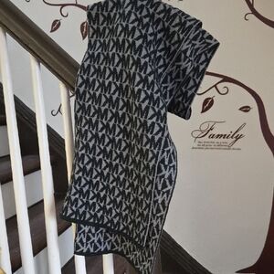 Michael Kors Black and Gray MK Monogram Knit Scarf